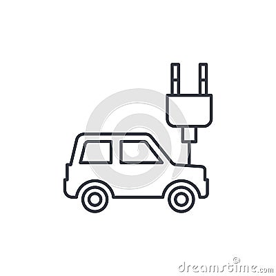 Electric car, plug cable, ecology thin line icon. Linear vector symbol Vector Illustration