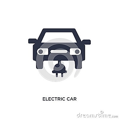electric car and plug icon on white background. Simple element illustration from mechanicons concept Vector Illustration