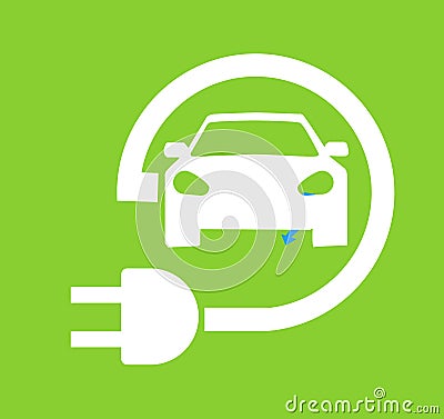 Electric car in refill icon vector. Electric refueling. Eco transportation Vector Illustration