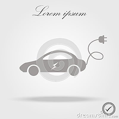 Electric car in refill icon, vector. Electric refueling. Eco transportation. Stock Photo