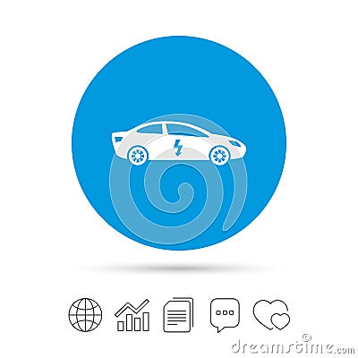 Electric car sign icon. Sedan saloon symbol. Vector Illustration