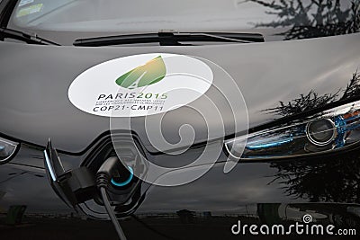 Electric cars at climate conference Editorial Stock Photo