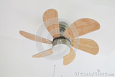 Electric ceiling fan with lamp Stock Photo