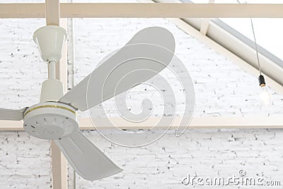 Electric ceiling fan on white room Stock Photo