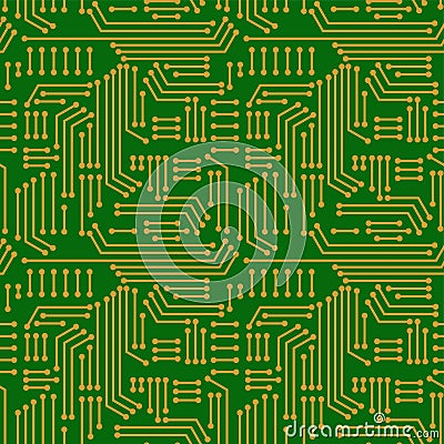 Electric circuitry pattern seamless. Microcircuit background. Circuit board texture Vector Illustration