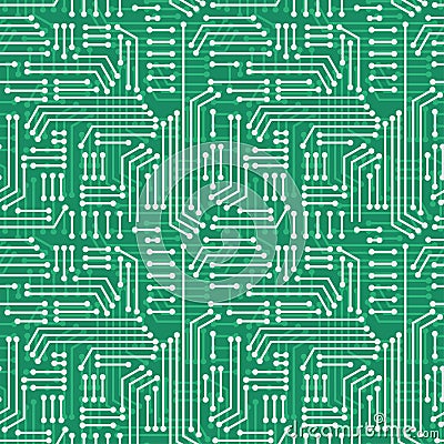 Electric circuitry pattern seamless. Microcircuit background. Circuit board texture Vector Illustration