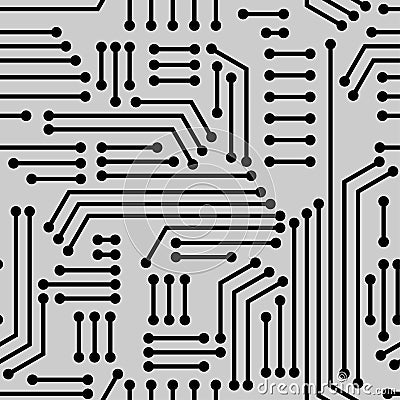 Electric circuitry pattern seamless. Microcircuit background. Circuit board texture Vector Illustration