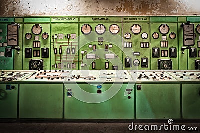 Electric controller room in an old metallurgical firm Stock Photo