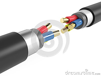 Electric copper armored cable Stock Photo