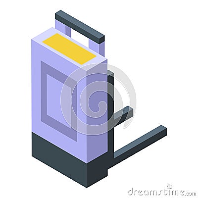 Electric counterbalance forklift truck lifting heavy cargo Vector Illustration