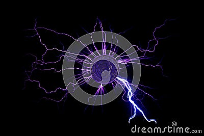 Electric current passed through a coin Stock Photo