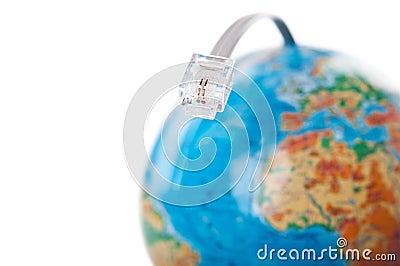 Electric digital cable and globe Stock Photo