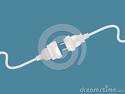 Electric disconnect plug. Unplug power connection cord error concept picture vector Vector Illustration