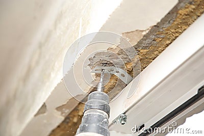 Electric drill make renovation indoor Stock Photo