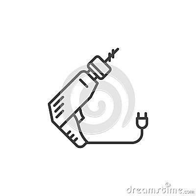 Electric drill vector concept outline icon or symbol Vector Illustration