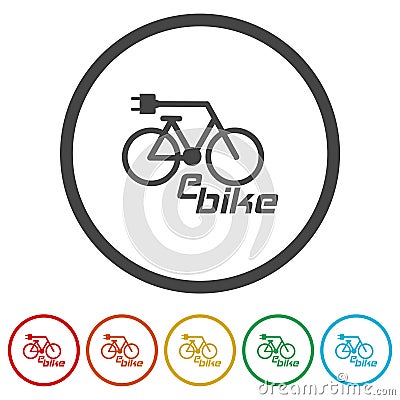 Electric Ecological Bike Icon. Set icons in color circle buttons Vector Illustration