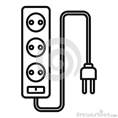 Electric extension cords icon, outline style Vector Illustration