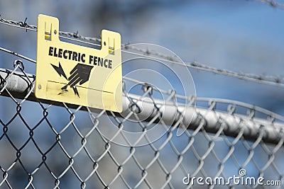 Electric Fence Sign Stock Photo