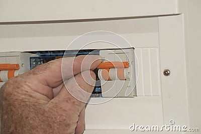 Electric fuse box and rcd devices Stock Photo