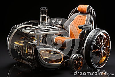 electric futuristic wheelchait isolated on black background Stock Photo