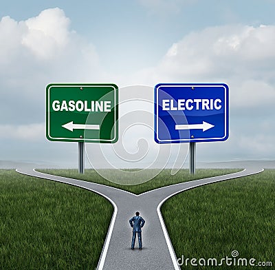 Electric Or Gasoline Concept Cartoon Illustration