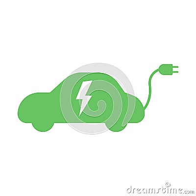 Electric green car with plug icon Vector Illustration