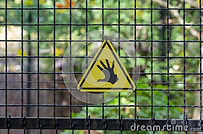 Electric guard warning in romanian language sign in the Zoo Stock Photo