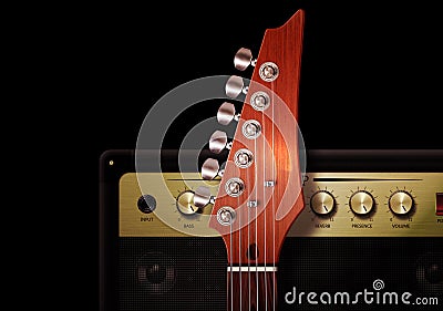 Electric guitar strut with amplifier Stock Photo