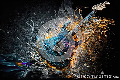 electric guitar being played in fast and energetic solo, with wailing melody and shredding solos Stock Photo