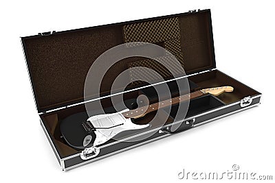 Electric guitar in brown Case isolated Stock Photo