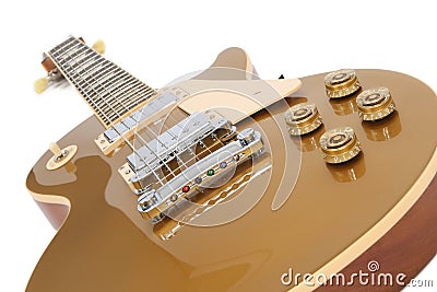 Electric Guitar (Gibson Les Paul Gold Top) Stock Photo