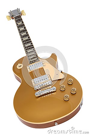 Electric Guitar (Gibson Les Paul Gold Top) Stock Photo