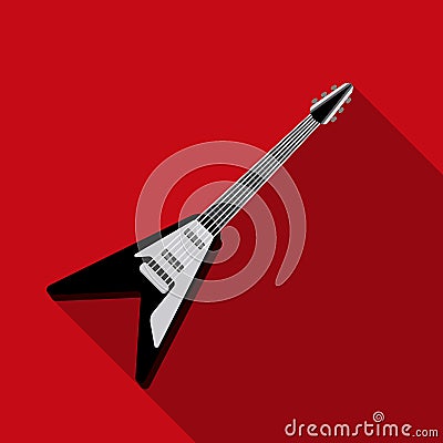 Electric guitar icon in flat style isolated on white background. Musical instruments symbol stock vector illustration Vector Illustration