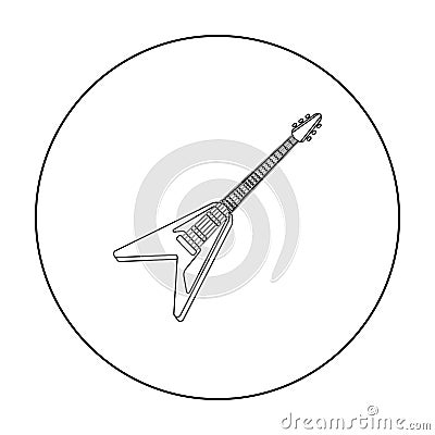 Electric guitar icon in outline style isolated on white background. Musical instruments symbol stock vector illustration Vector Illustration