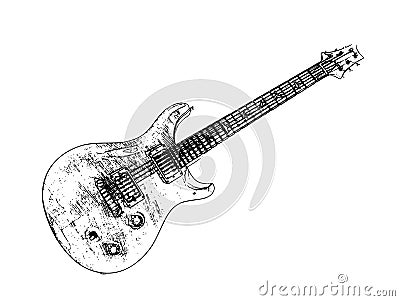 Electric guitar isolated, illustration Cartoon Illustration