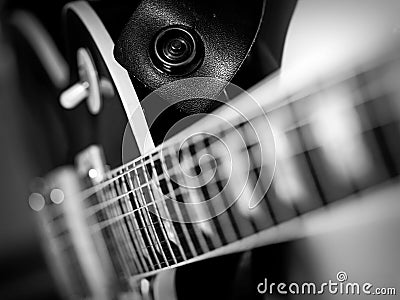 Electric guitar macro abstract black and white Stock Photo