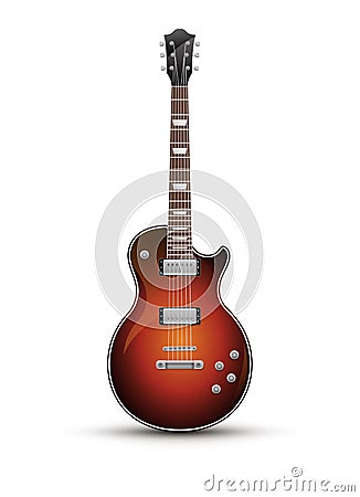 Electric guitar music instrument equipment. Rock guitar string music. Concert isolated sound instrument object Vector Illustration