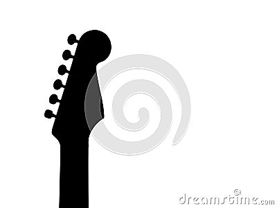 Electric Guitar and Neck Black Silhouette Against a White Background Editorial Stock Photo