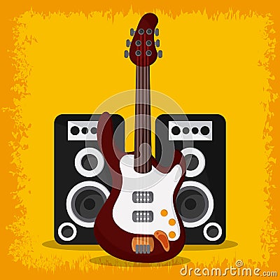 Electric guitar speaker music sound media festival icon. Vector Vector Illustration