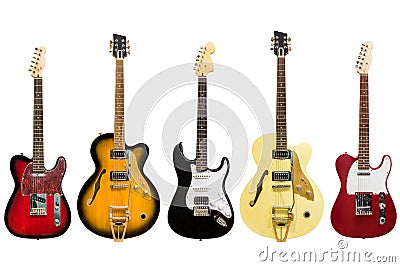 Electric guitars isolated on white background Stock Photo