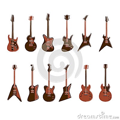 Electric guitars set. Vector Illustration