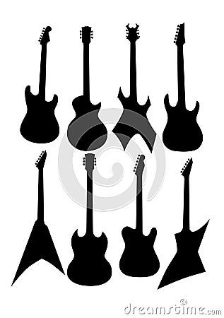 Electric guitars silhouettes Vector Illustration