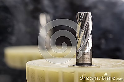 Electric hammer drill bevel gear thread close up Stock Photo