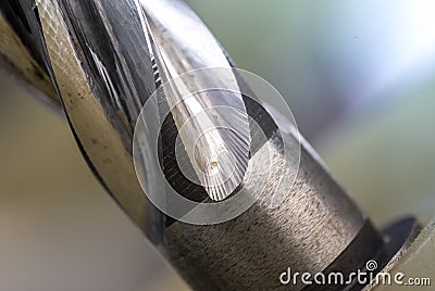 Electric hammer drill bevel gear thread close up Stock Photo