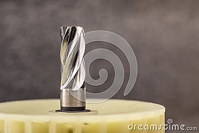Electric hammer drill bevel gear thread close up Stock Photo