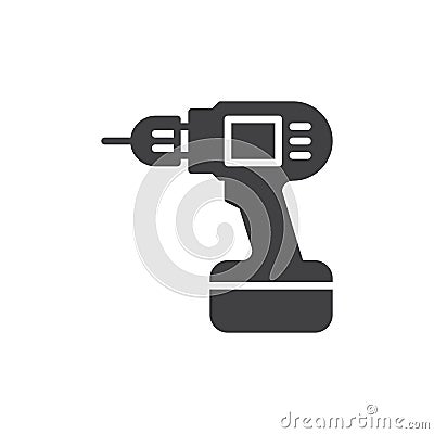 Electric hand drill icon vector, filled flat sign, solid pictogram isolated on white. Vector Illustration