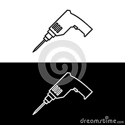 Electric Hand Drill vector outline icon Vector Illustration