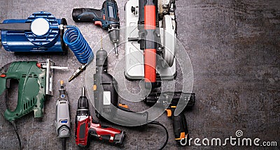 Electric Hand Power Tools Stock Photo