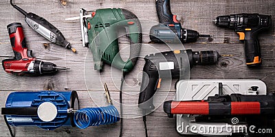 Electric Hand Power Tools Stock Photo