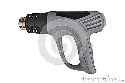 Electric heat gun isolated on a white background. Side view image of an electric heat gun isolated in a white background. New heat Stock Photo